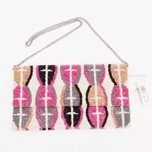 NWT Moyna Multicolor Beaded Aztec Shoulder Bag